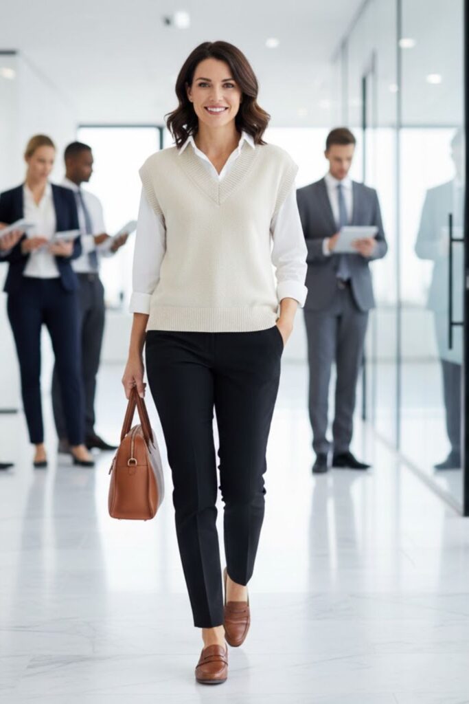 10. Sweater Vest Over Collared Shirt