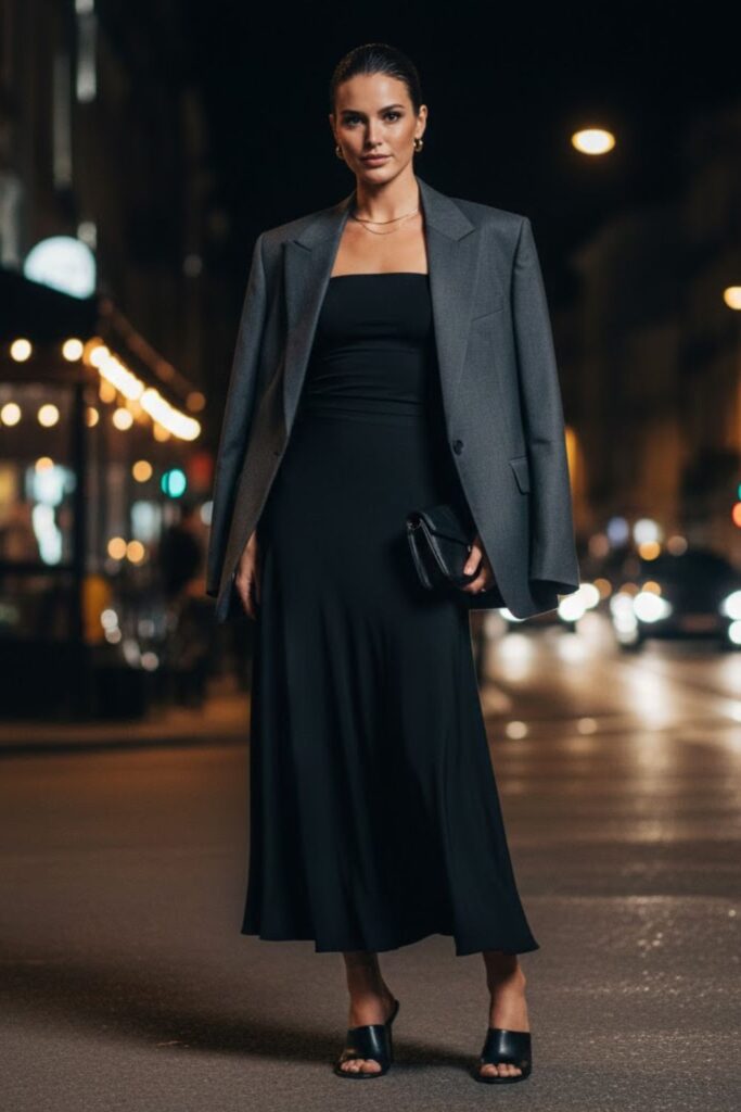 10. Tube Top and Oversized Blazer