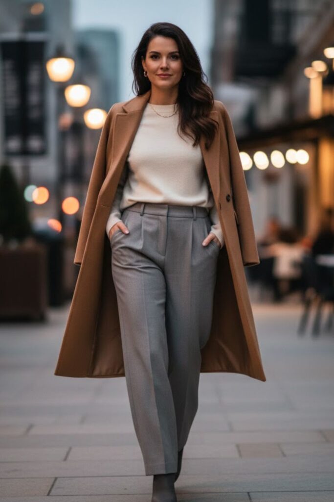 10. Wide-Leg Trousers with Sweater
