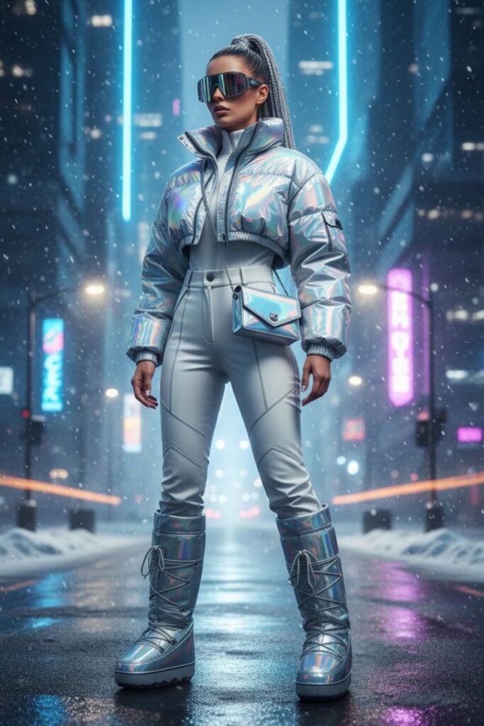 11. Futuristic Metallic Outfit