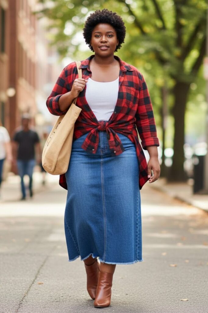 11. Relaxed Weekend Look with a Flannel Shirt