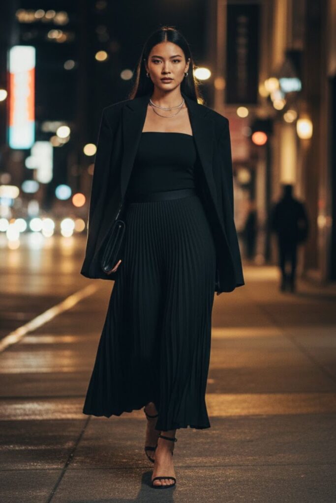 11. Tube Top and Oversized Blazer
