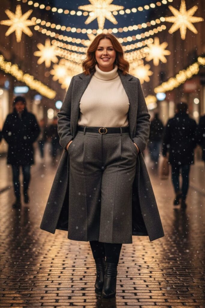 12. Culottes with Sweater and Heeled Boots