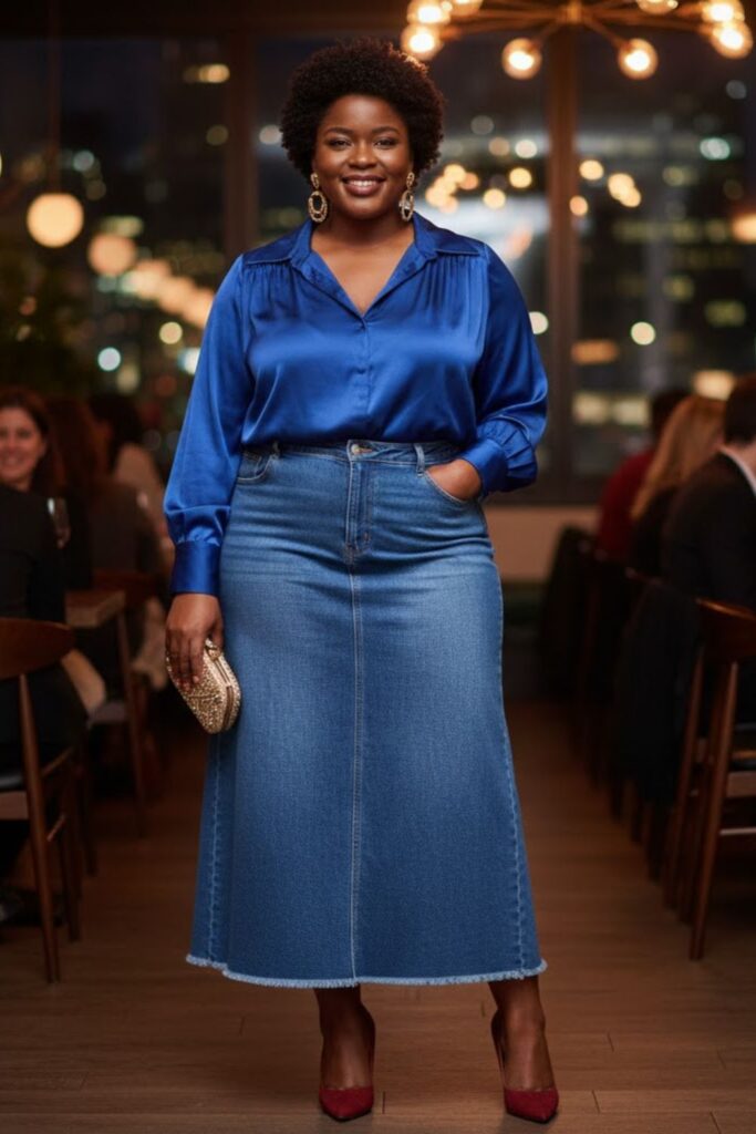 12. Elevated Evening Look with a Satin Blouse