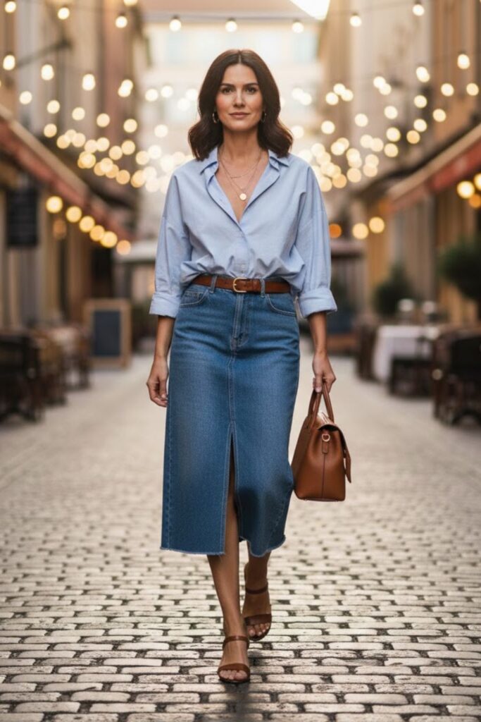 12. Oversized Shirt and Belted Waist