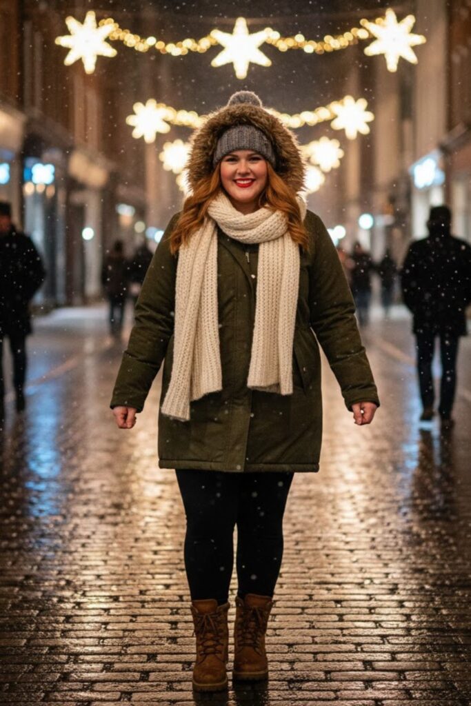 12. Parka Jacket with Leggings and Winter Boots