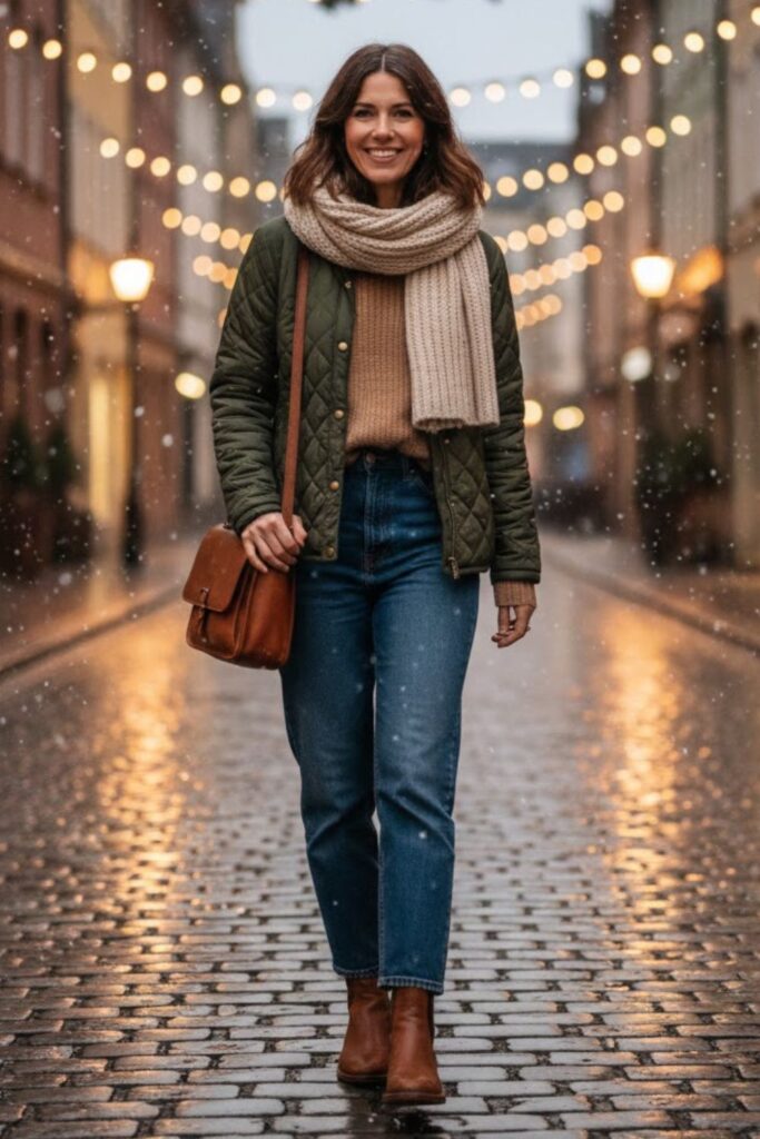 12. Quilted Jacket with Jeans and Chelsea Boots