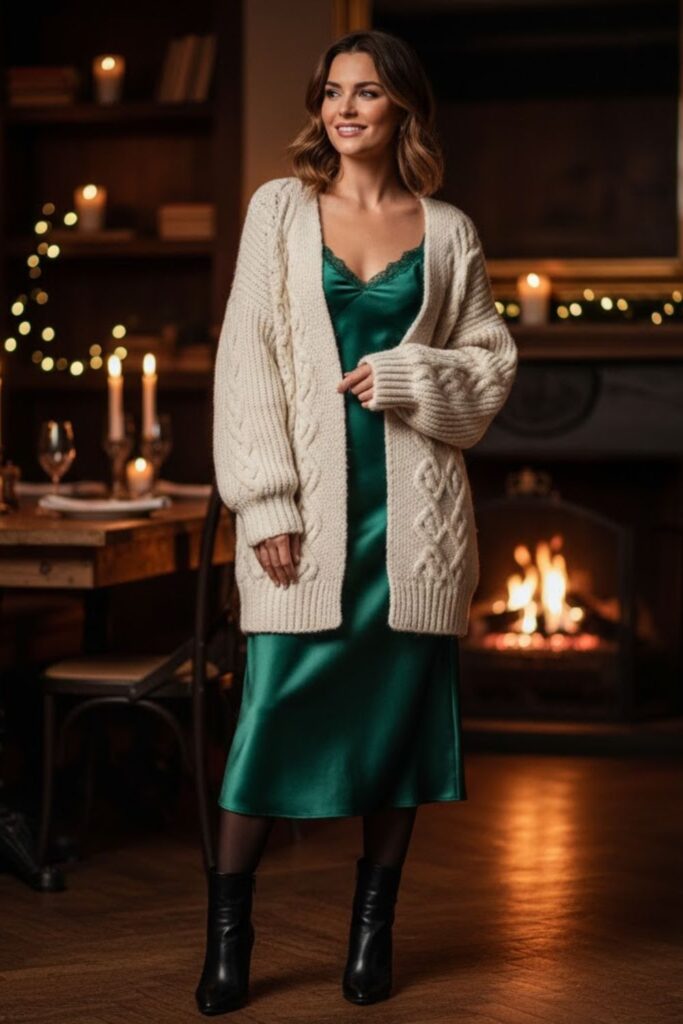 12. Slip Dress with Oversized Cardigan