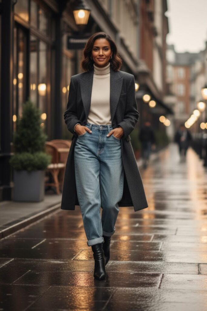 12. Turtleneck Sweater and Loafers
