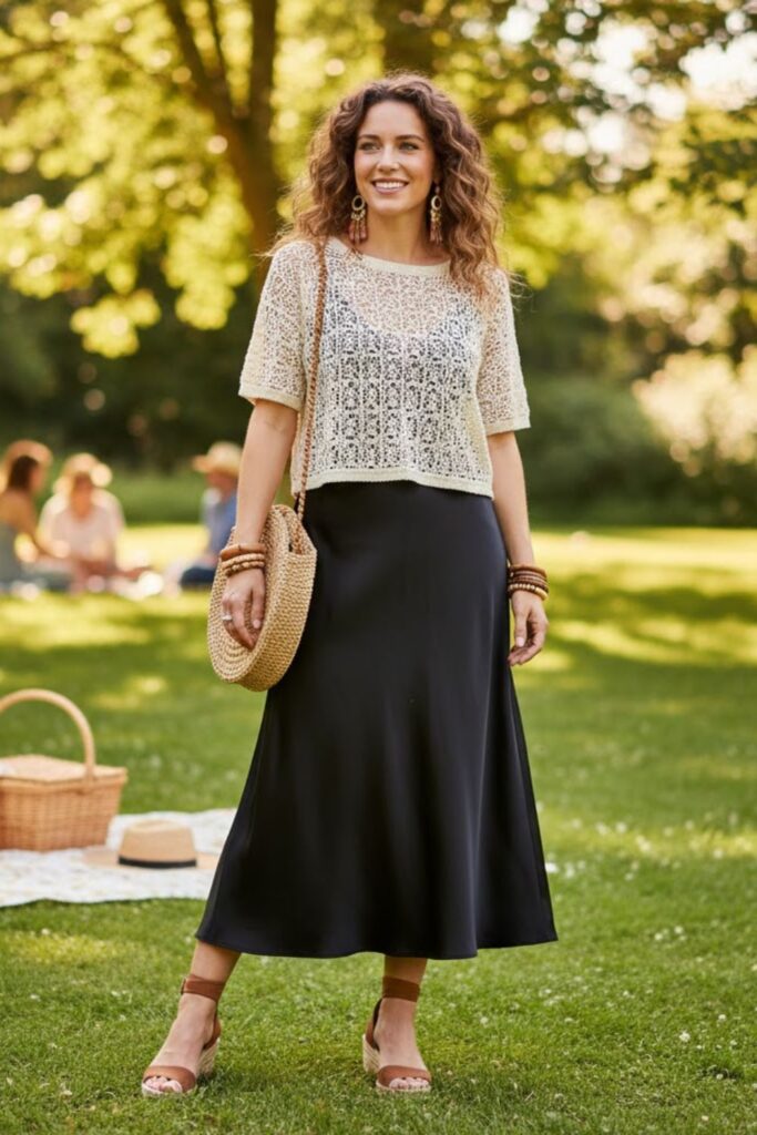 13. Crochet Top and Espadrille Wedges