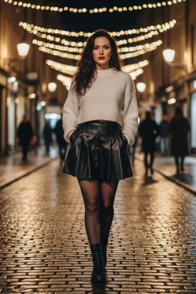 13. Cropped Sweater and Combat Boots
