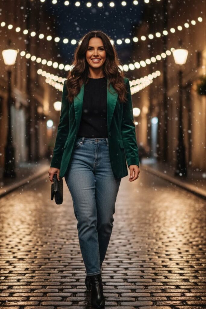 13. Jeans with Velvet Blazer