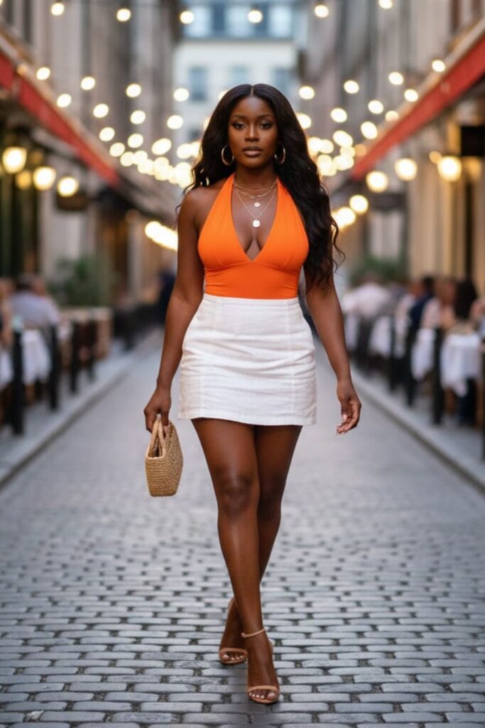 13. Mini Skirt with Halter Bodysuit