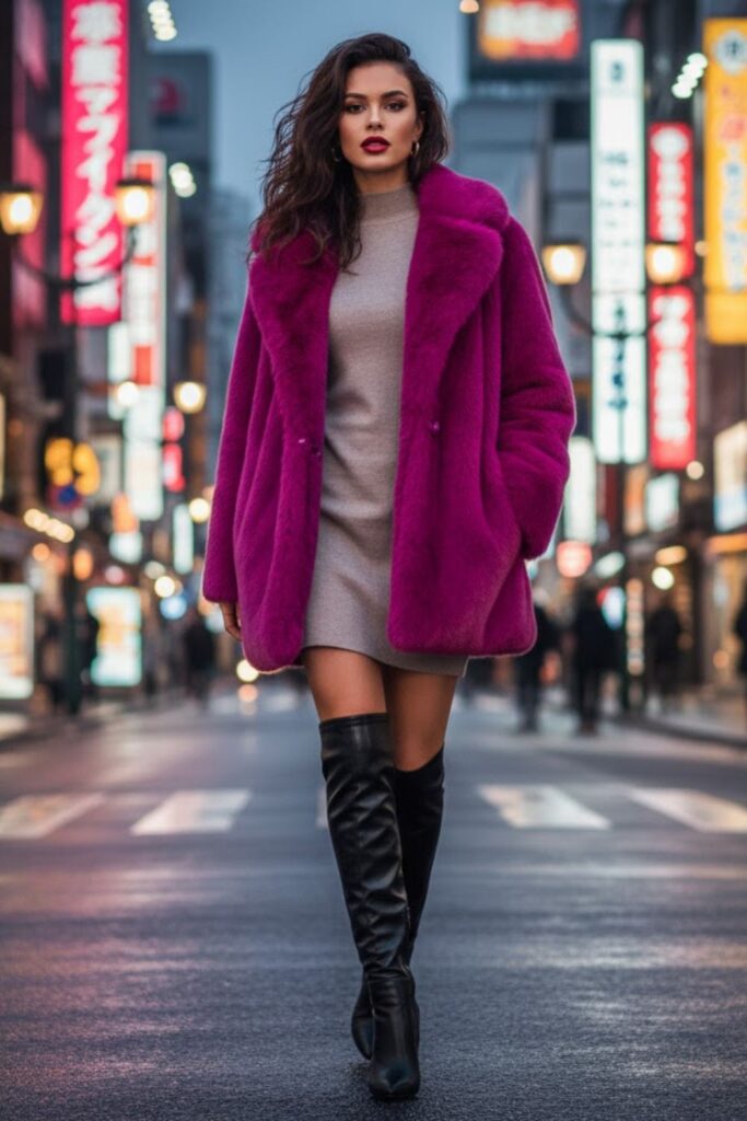 13. Statement Coat with Mini Dress