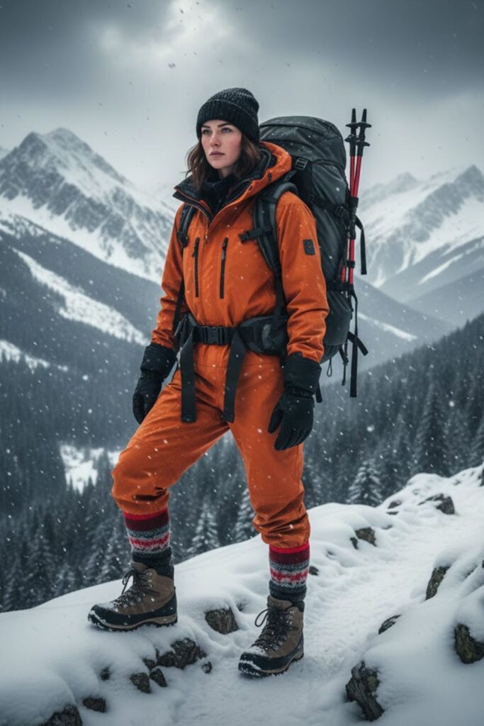 13. Waterproof Shell Suit with Wool Base and Hiking Socks