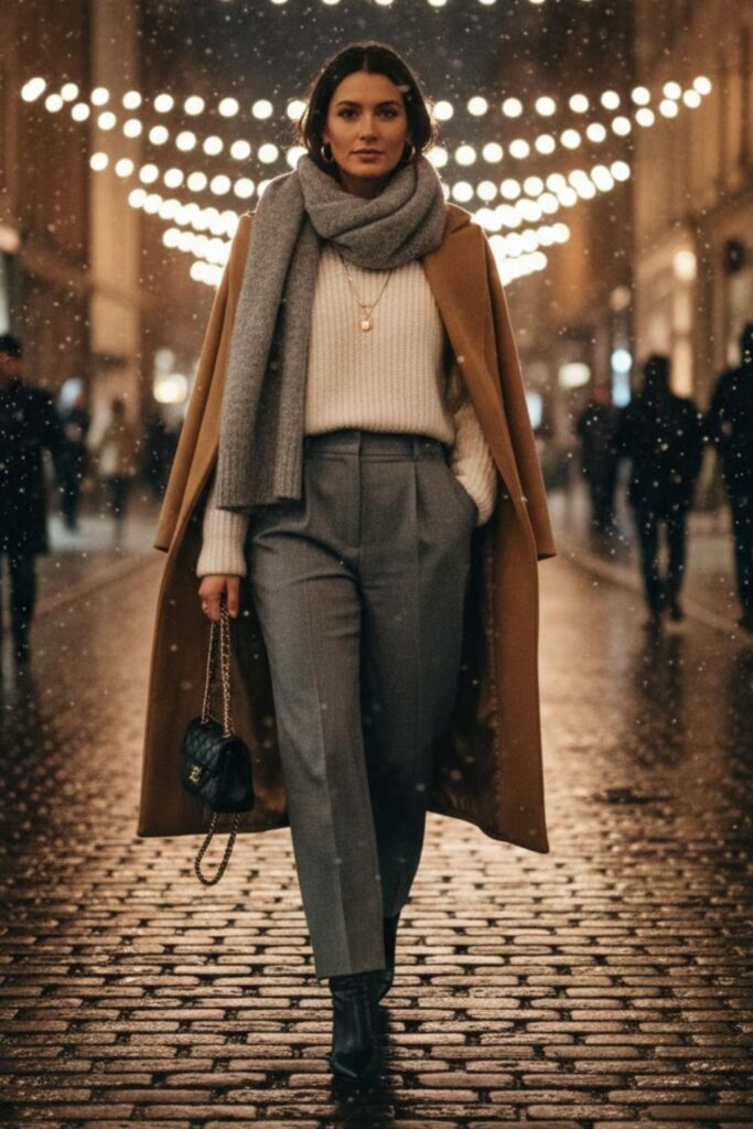 13. Wide-Leg Pants with Cropped Sweater