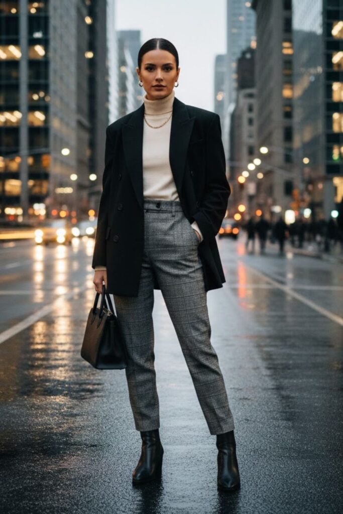 14. Chelsea Boots with Oversized Blazer and Trousers