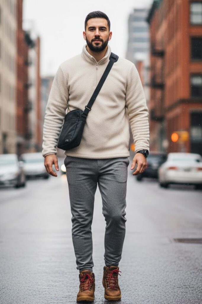 14. Grey Sweatpants with Fleece Pullover