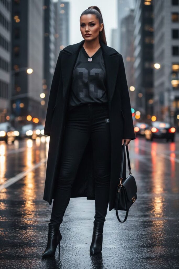 14. Monochrome Football Jersey Outfit