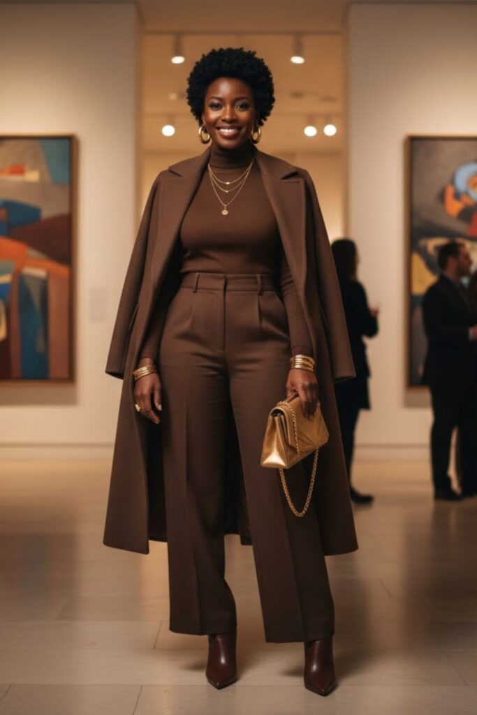 14. Monochrome Outfit in Earthy Tones
