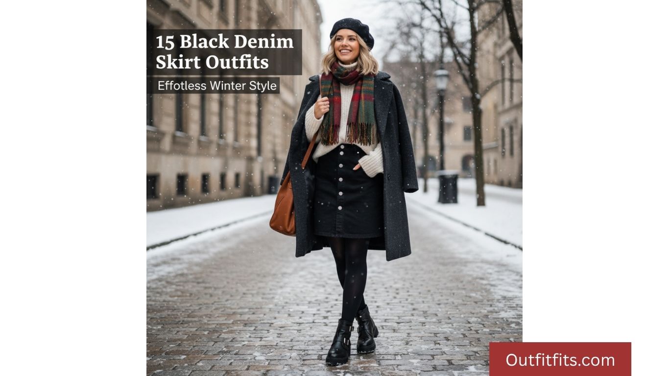 15 Black Denim Skirt Outfit Winter Ideas for Effortless Cold-Weather Style