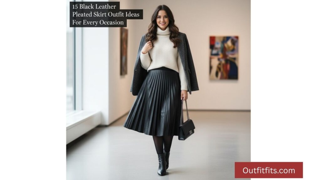 15 Black Leather Pleated Skirt Outfit Ideas
