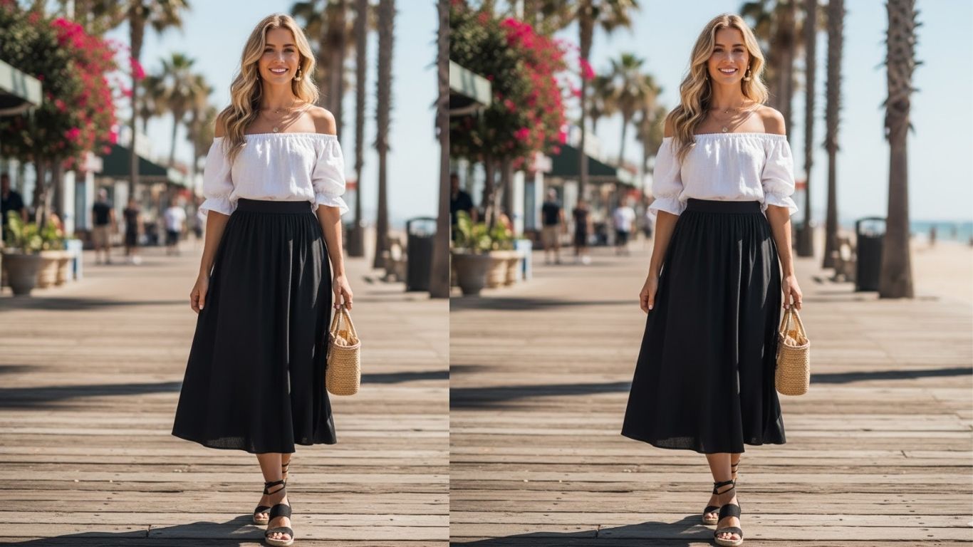 15 Black Midi Skirt Outfit Summer Ideas for Chic & Timeless Style
