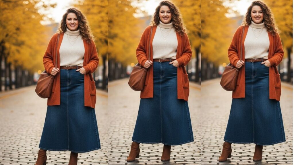 15 Denim Maxi Skirt Outfit Ideas for Plus Size Women