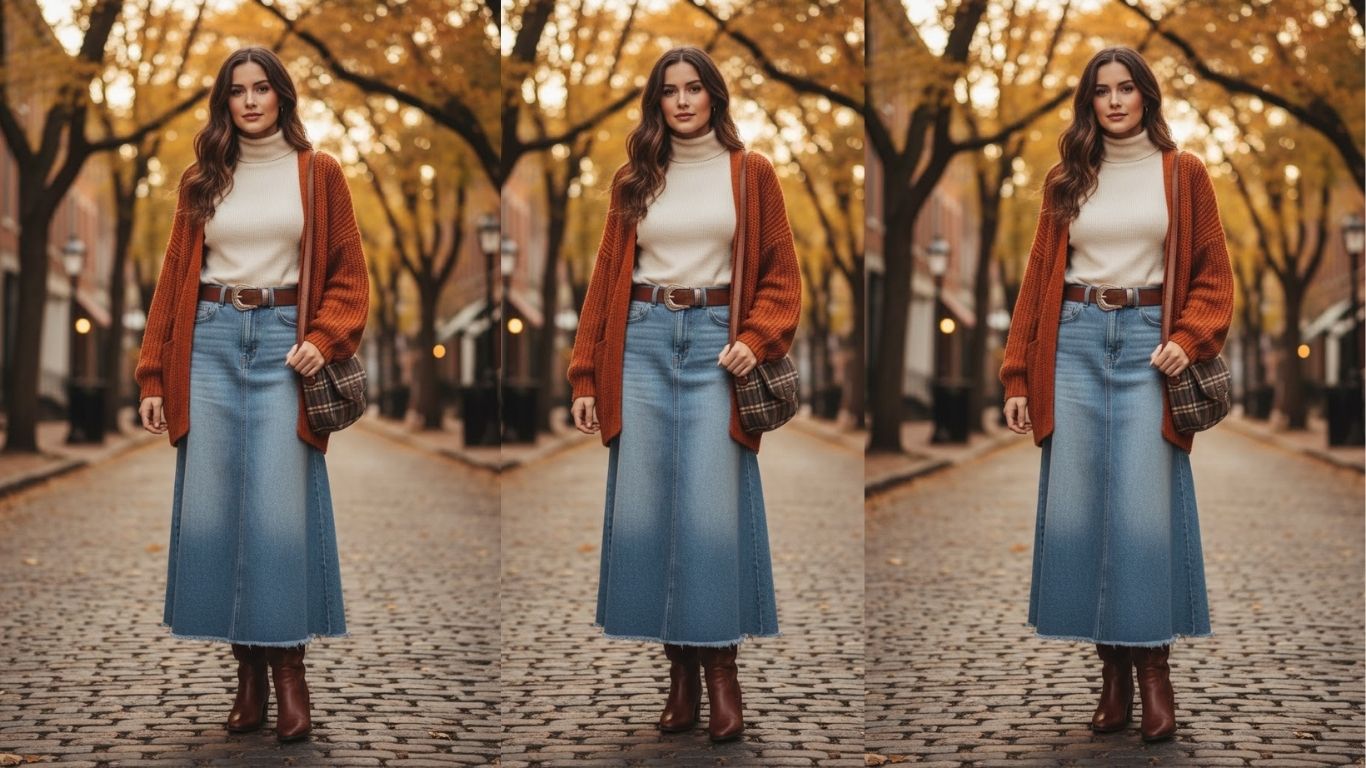 15 Denim Maxi Skirt Outfits for Fall: Stylish Layered Looks