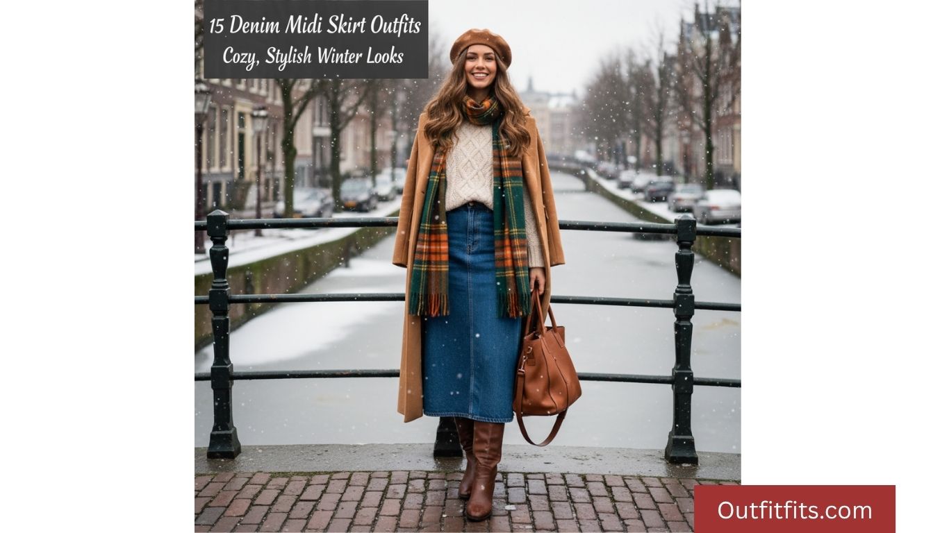 15 Denim Midi Skirt Outfit Winter Ideas for Stylish Cold-Weather Looks