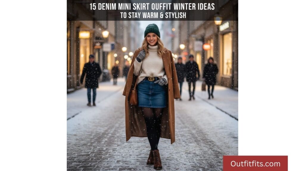 15 Denim Mini Skirt Outfit Winter Ideas