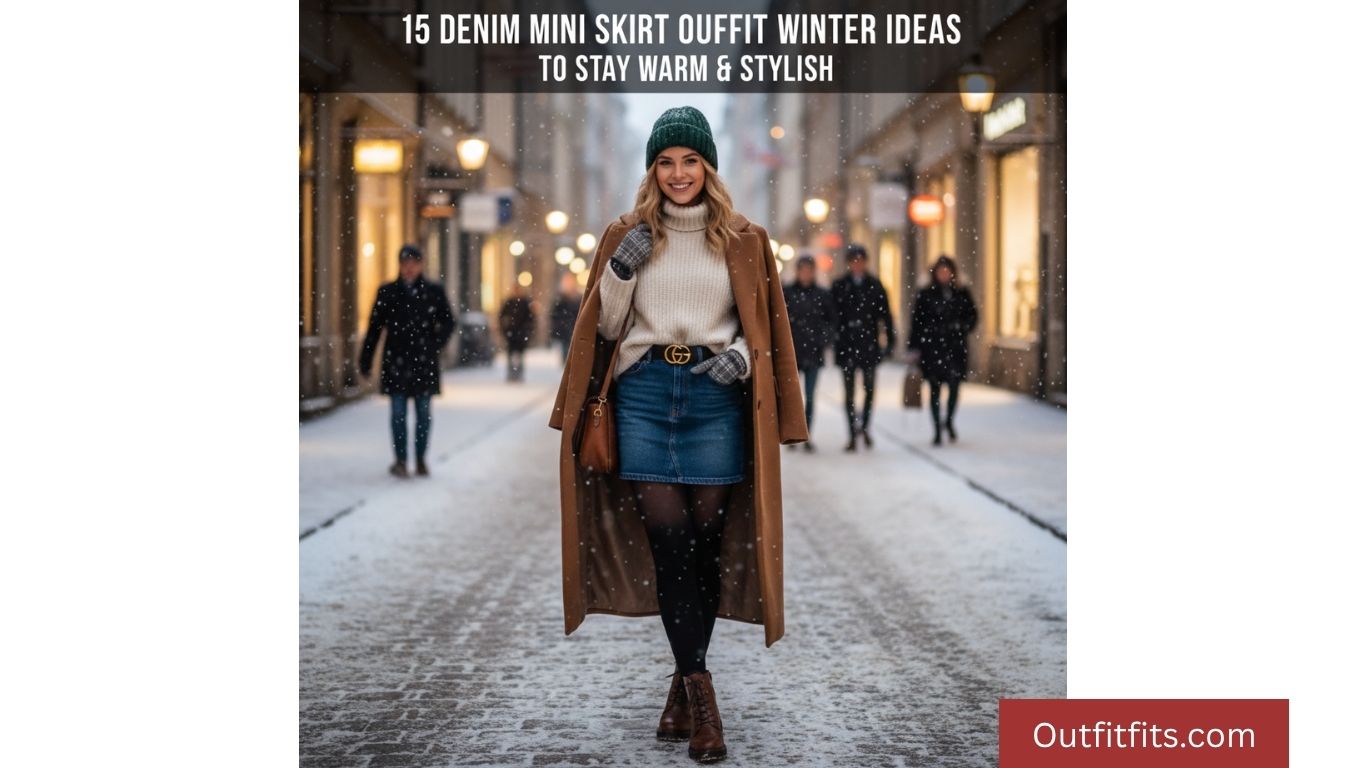15 Denim Mini Skirt Outfit Winter Ideas to Stay Warm & Stylish