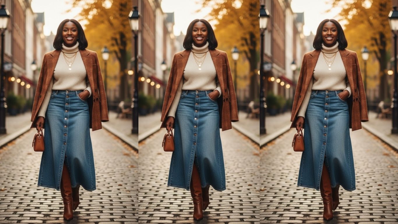 15 Long Denim Skirt Outfits for Black Women: Effortless & Chic Styles