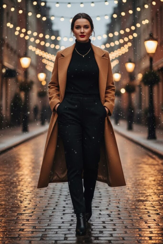 15. All-Black Ensemble with Statement Coat