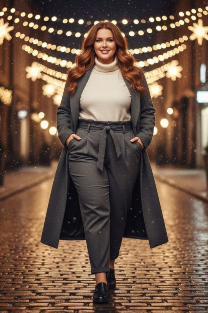 15. Cashmere Sweater with Paperbag Waist Pants