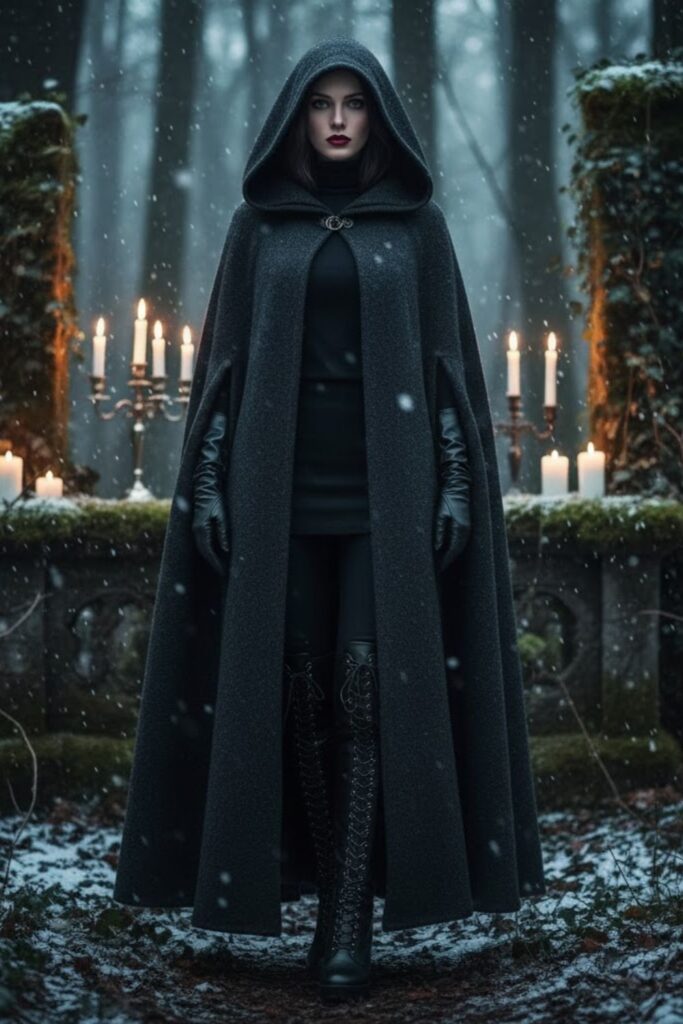 15. Hooded Cloak with Leather Gloves