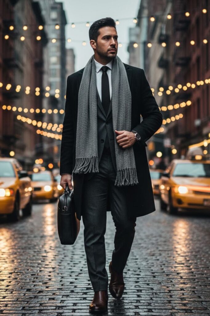 15. Suit with Overcoat and Scarf