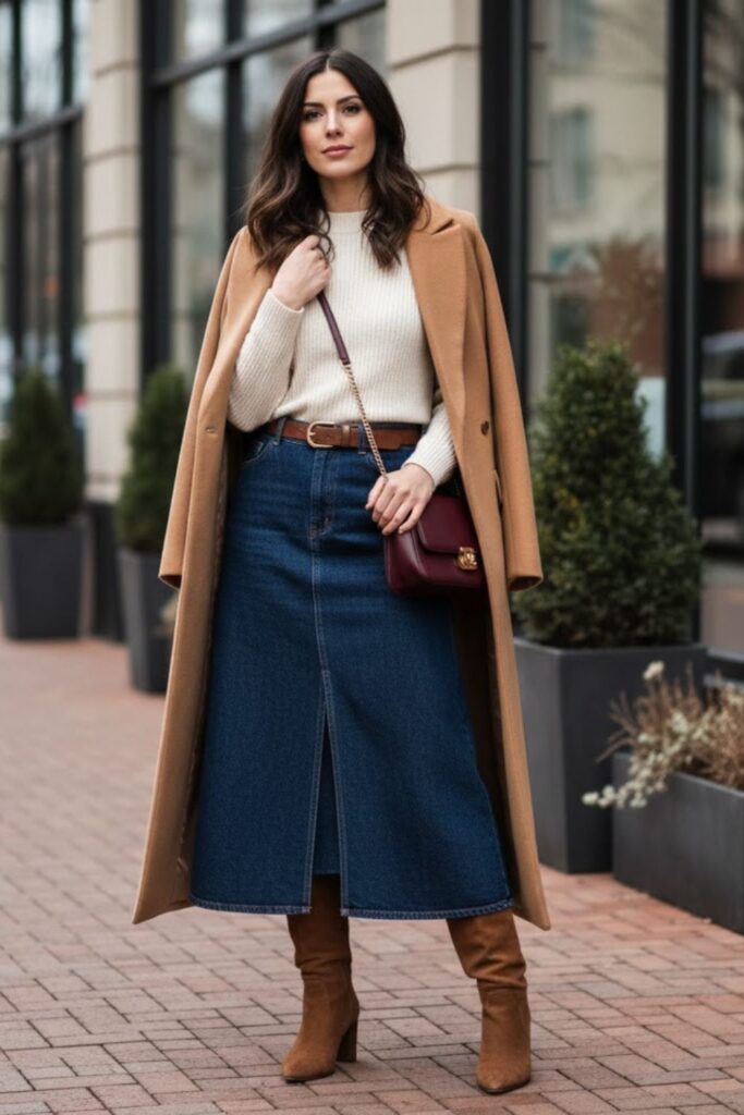 15. Sweater Dress Layered Under Denim Skirt
