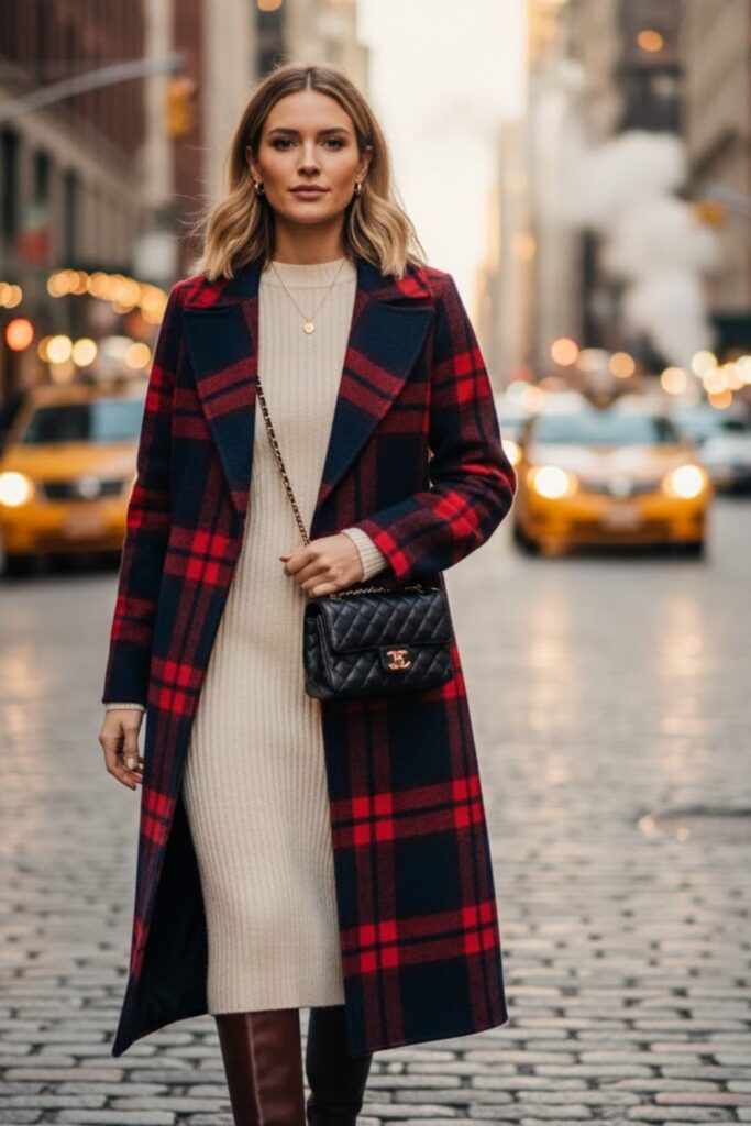 15. Sweater Dress and Statement Coat