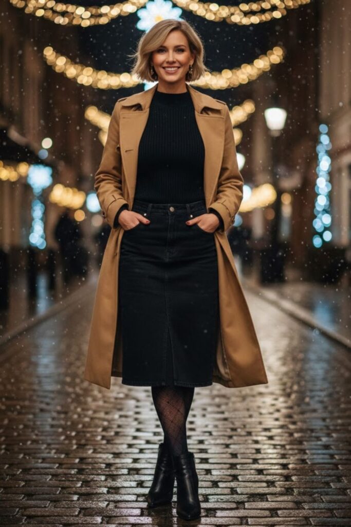 15. Sweater, Trench Coat, and Ankle Boots