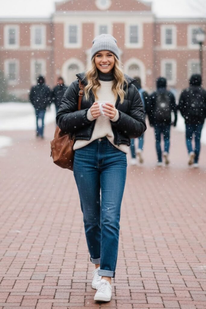 15. Turtleneck Under Sweater with Jeans
