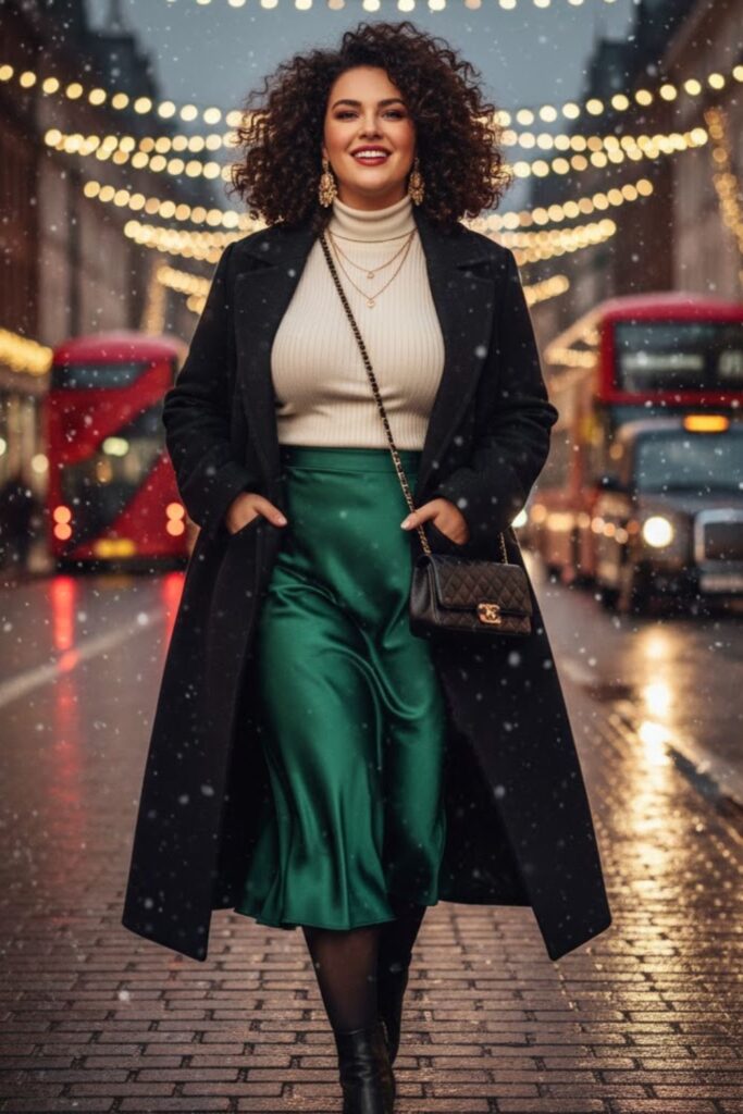 15. Turtleneck with Slip Skirt and Overcoat