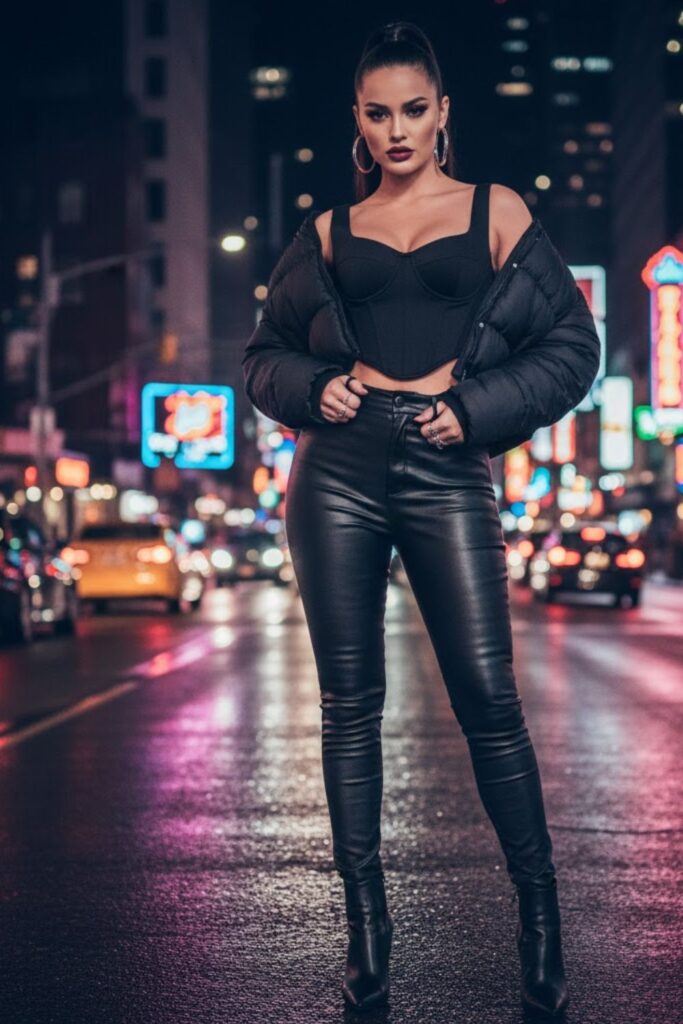 2. Leather Pants and Corset Top