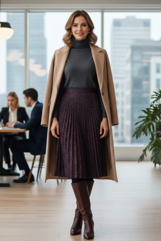 2. Midi Skirt and Turtleneck