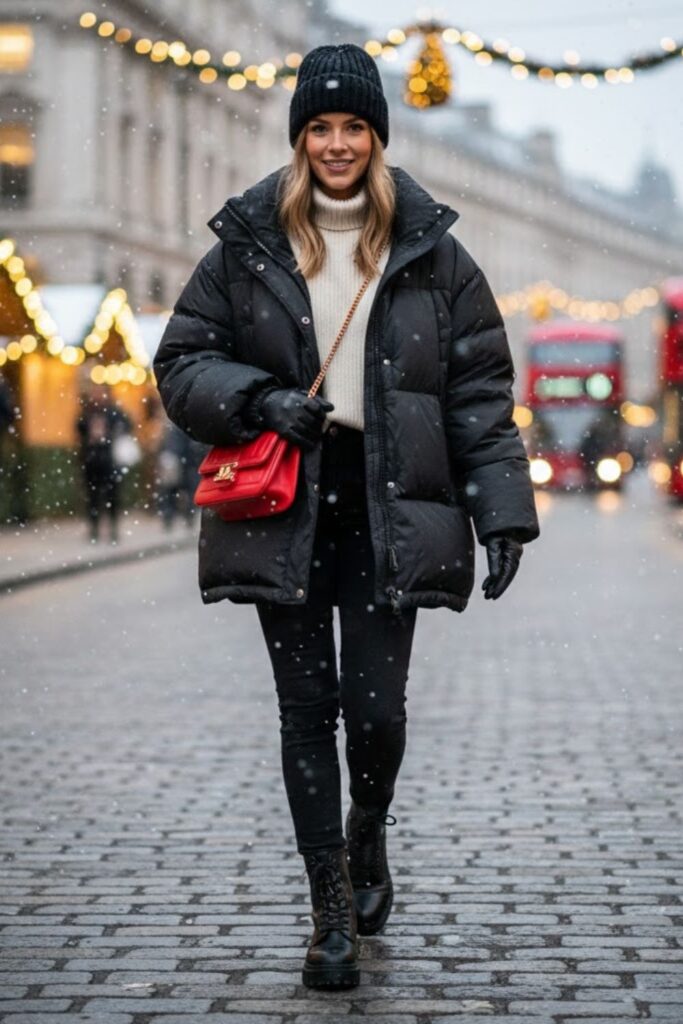 2. Oversized Puffer Jacket with Leggings