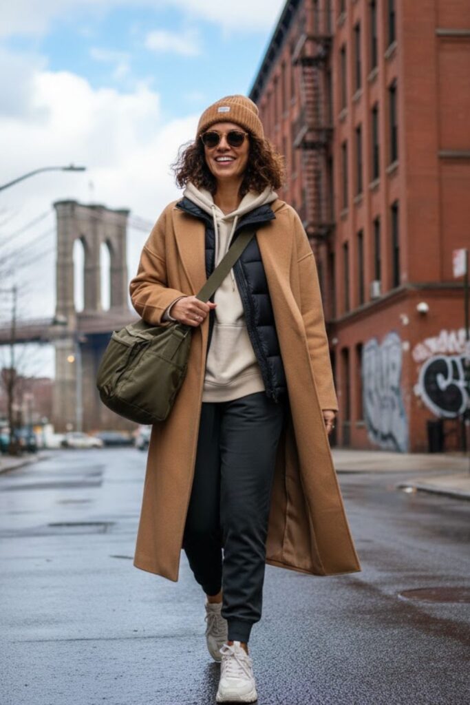 2. Puffer Jacket with Hoodie and Joggers