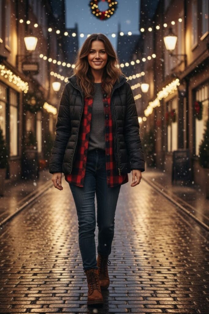 3. Flannel Shirt with Jeans and Boots