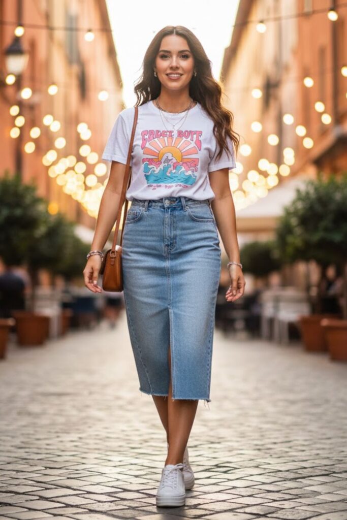 3. Graphic Tee and White Sneakers