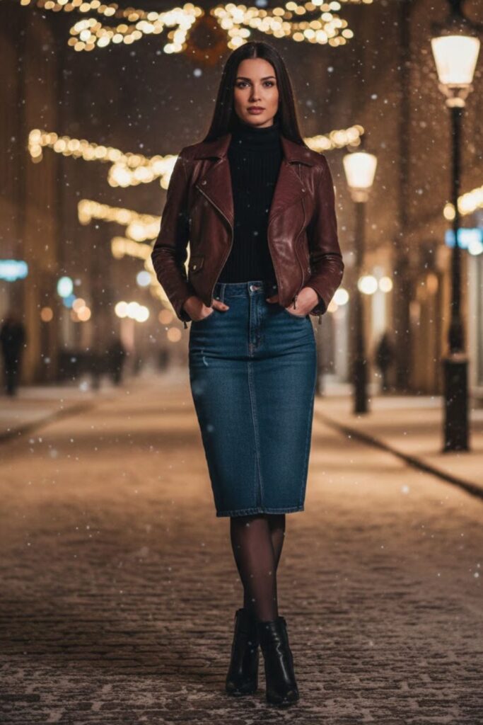 3. Leather Jacket and Ankle Boots