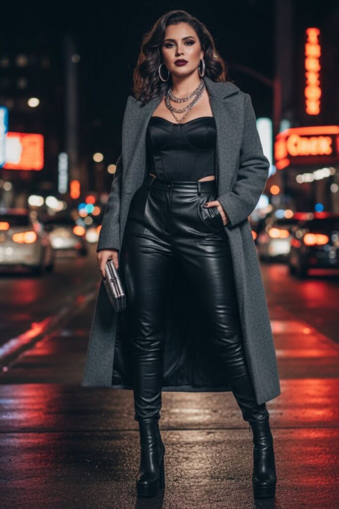 3. Leather Pants with Corset Top